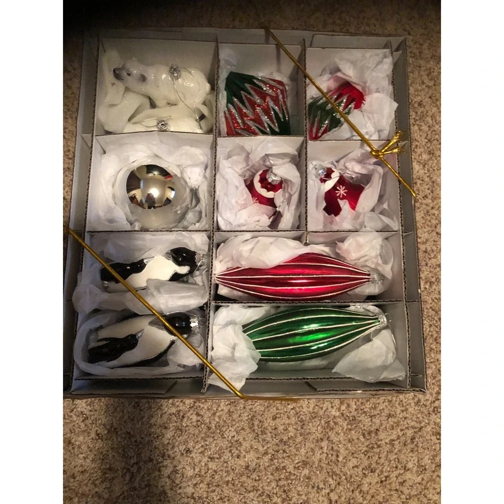 GRANDIN ROAD NIB SET OF 11 CHRISTMAS ORNAMENTS GRANDINROAD
